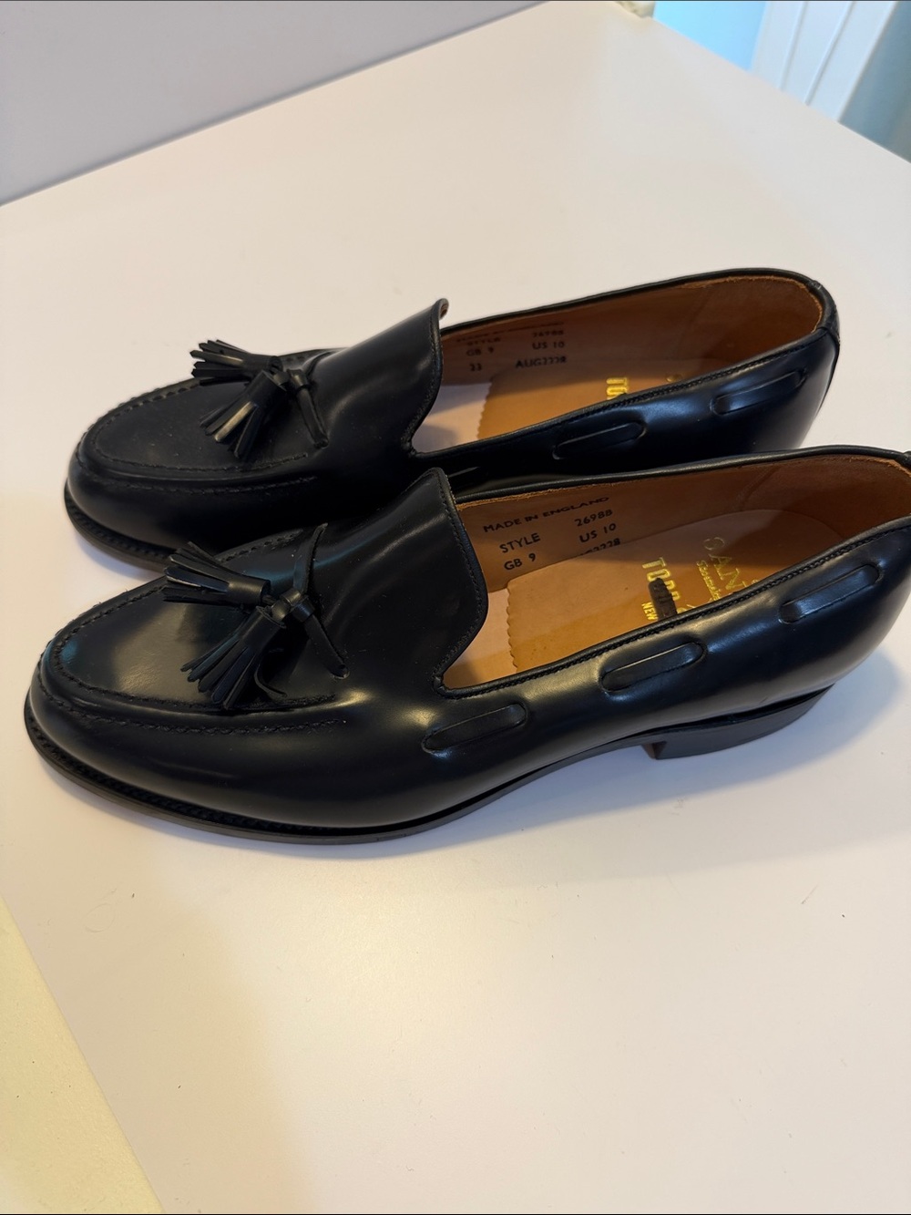 Todd Snyder X Sanders Black Leather Tassel Loafers Sz 10.  Tub8